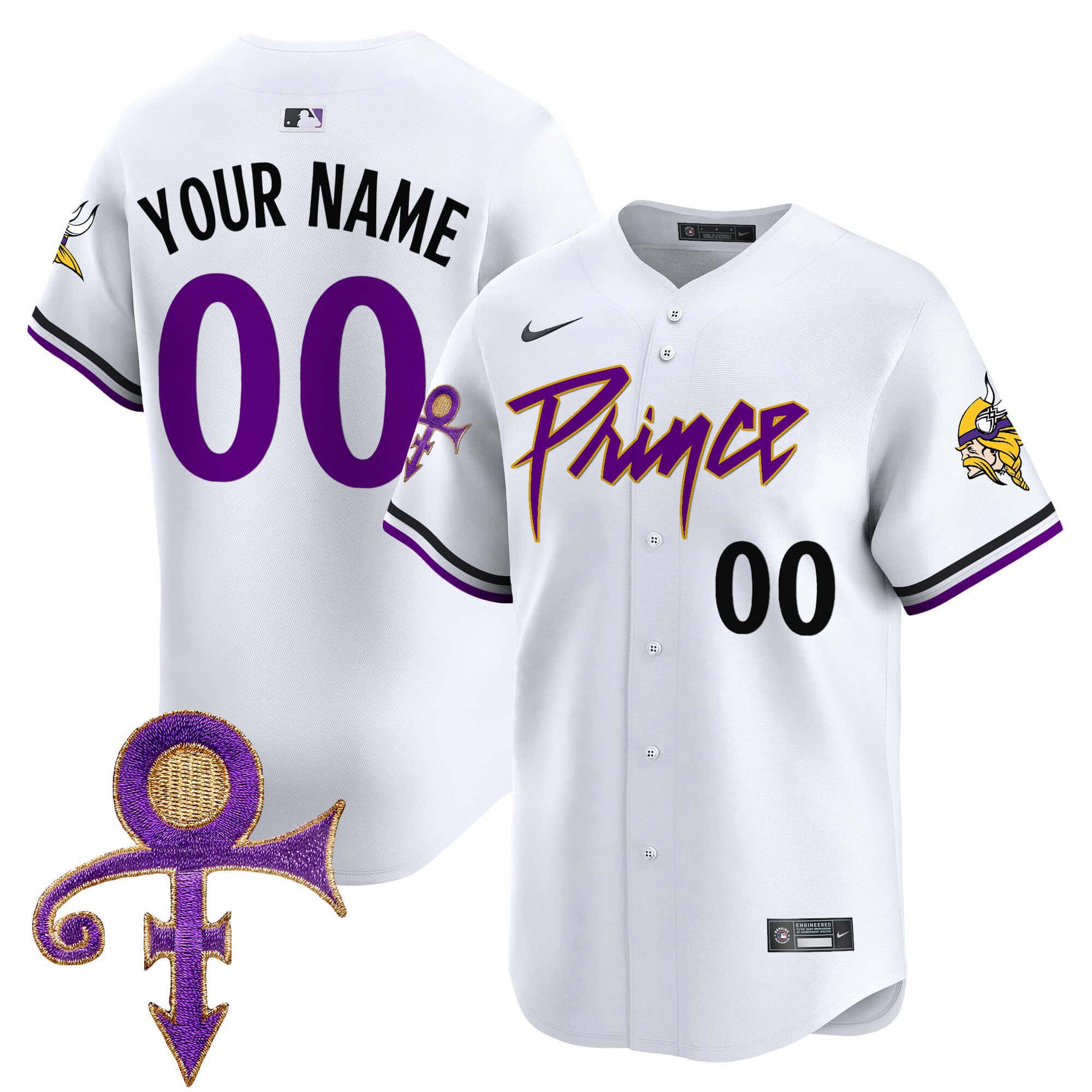Men Minnesota Vikings White 2024 Nike Prince Patch Vapor Premier Limited Custom NFL Jersey->customized nfl jersey->Custom Jersey